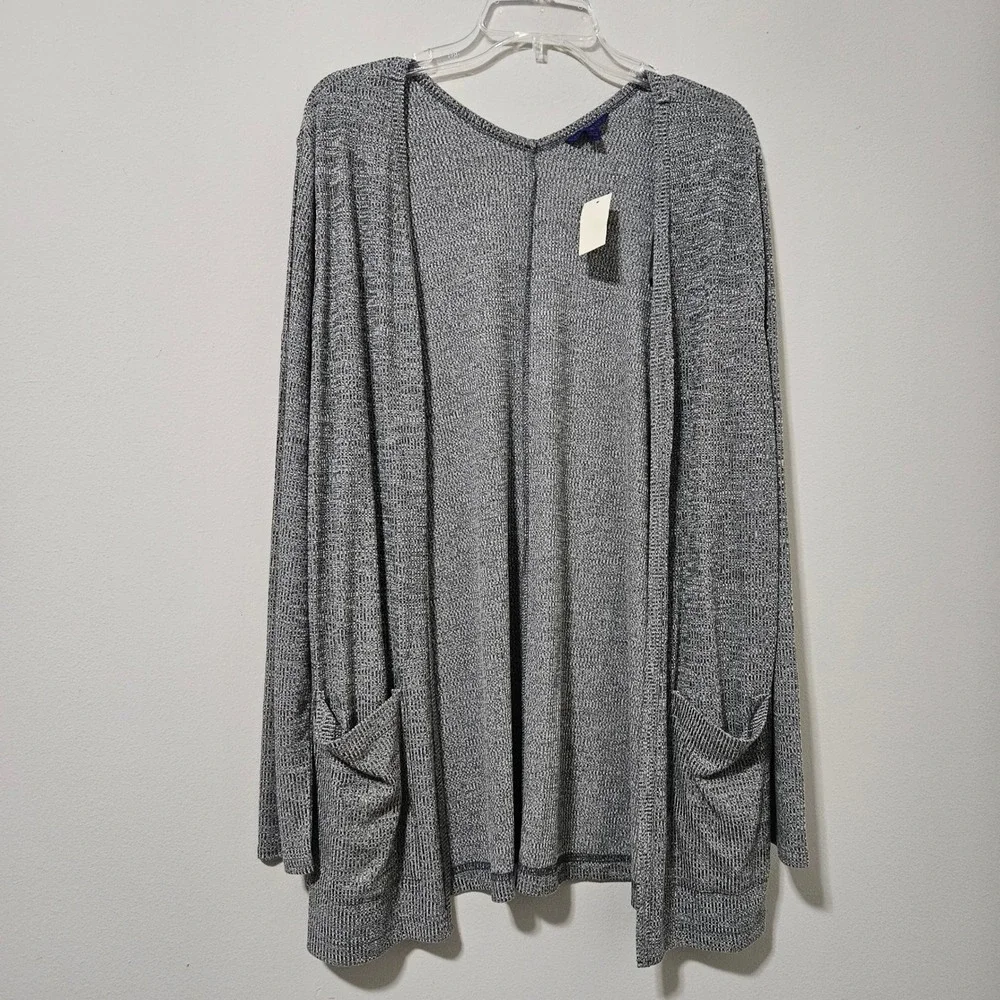 Aeropostale Womens XL Grey Marl Open Front Ribbed Knit Cardigan Sweater NWT 5059